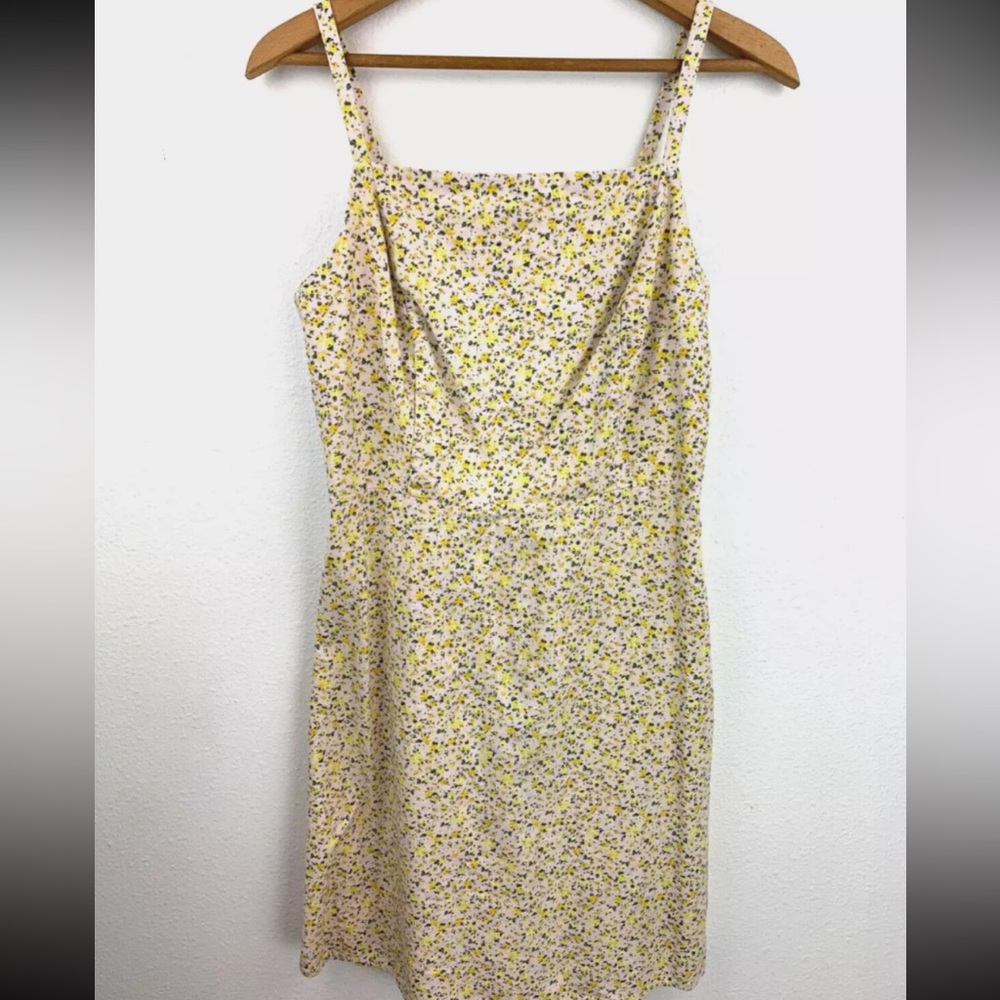 Old Navy Womens Ditsy Floral Linen Blend Fit & Flare Cami Dress Pink/Yellow
